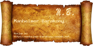 Manheimer Barakony névjegykártya